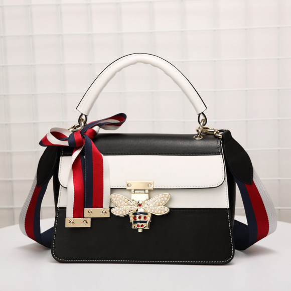 Black & White 🐝Genuine Leather Handbag - Picture 5 of 5